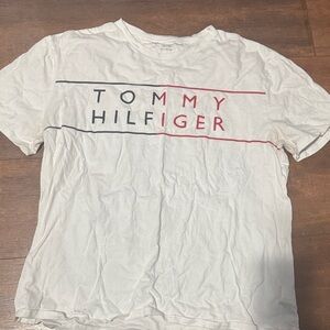 Tommy Hilfiger White Tee with Red and Blue Logo